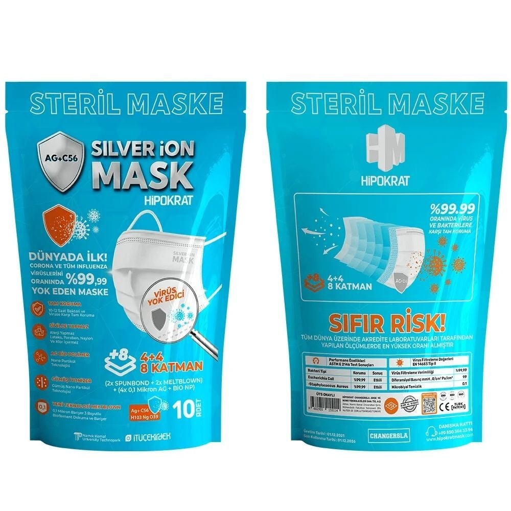 10 Adet Yetişkin Cerrahi Medikal Maske
